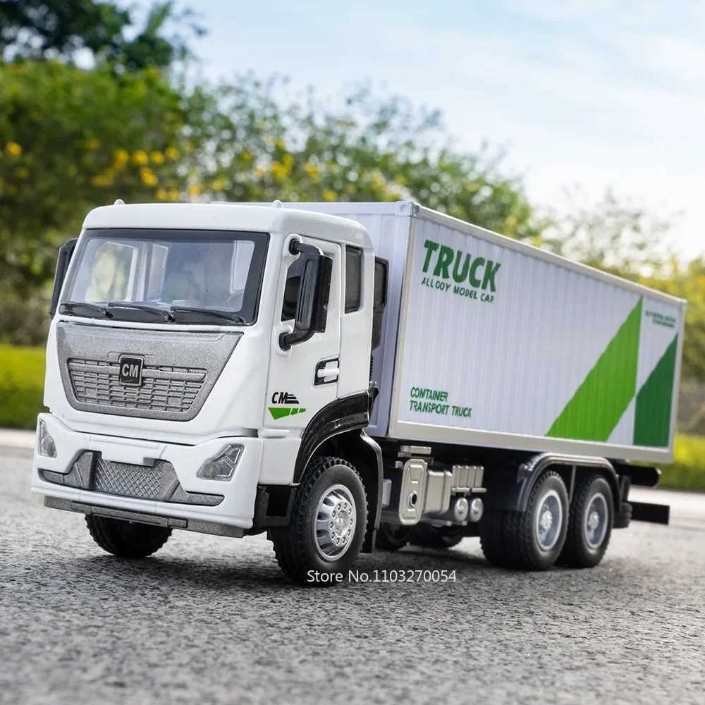 132 Container Transport Truck Alloy Diecast Model Toys Car Doors Opened Sound Light Pull Back Vehice Childrens Puzzle Toy GiftT251023