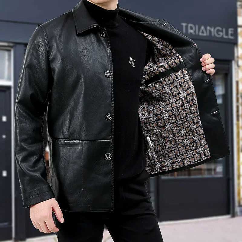 New Mens Leather Jacket Biker Style Casual Autumn Fashion Slim Fit Stand Collar Coat Korean Version Loose Chinese Brand W251023