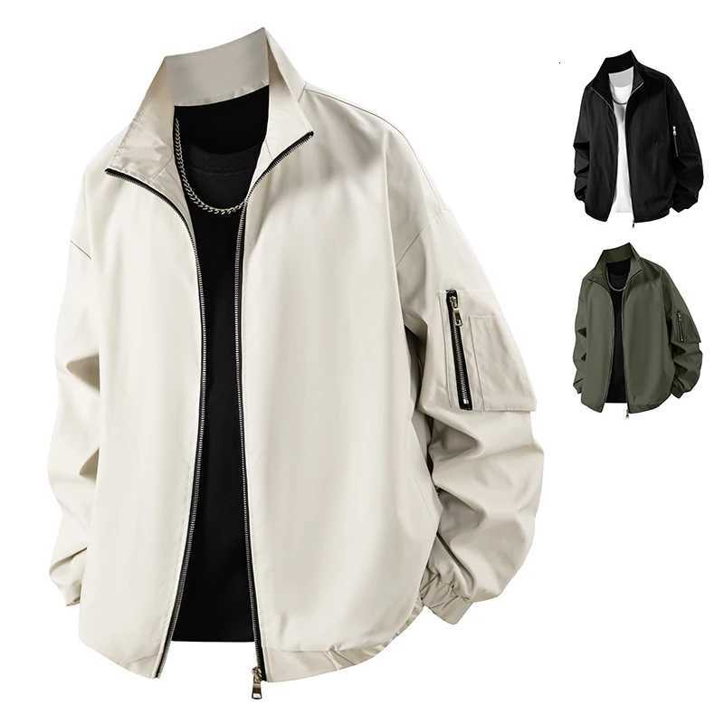 Fashion Solid Color Mens Assault Jacket 2025 Business Autumn Spring Standing Collar Jacket Casual Solid Color Coat W251023