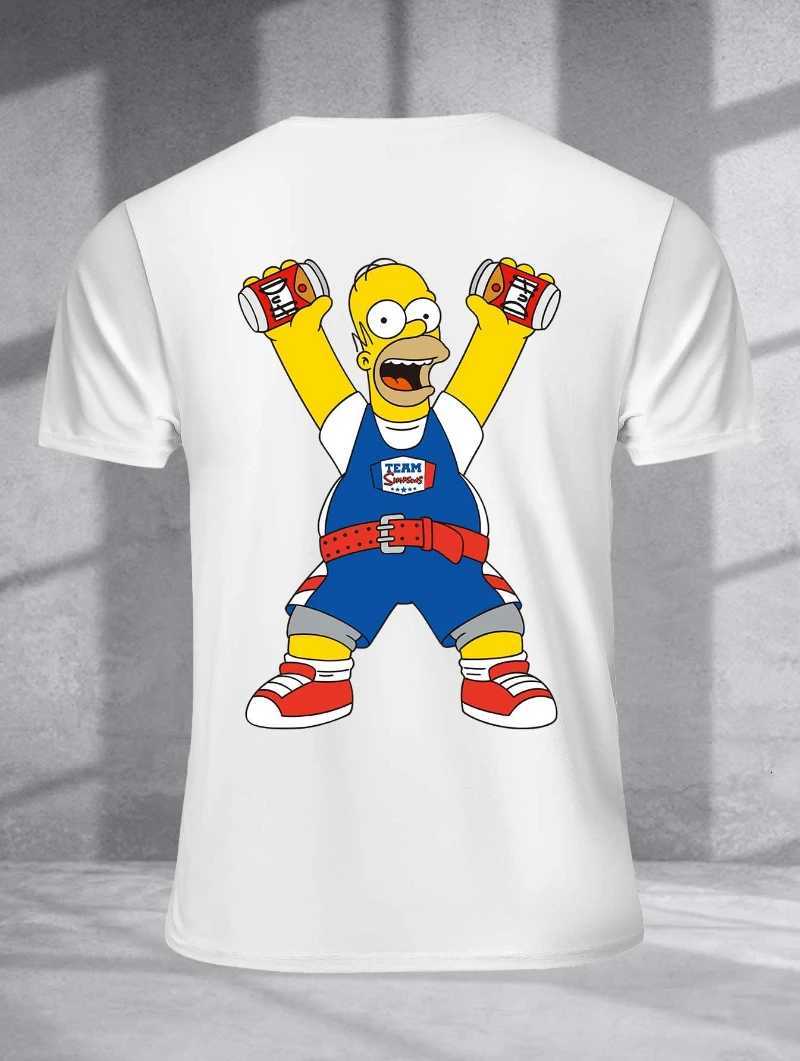 Summer Mens Shortsleeved Simpsons Authorized Collaboration Tshirt Mens Cartoon Printed Pattern Roundneck Shortsleeved TopXJ251023