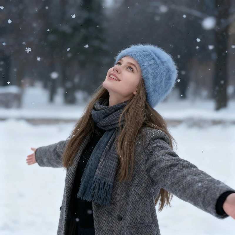 Winter Warm Unisex Y2k Beanies Leisure Outdoors Soft Fluffy Angola Winter Knitted Hat Female Plush Windproof Bonnet Skullies CapXJ251023