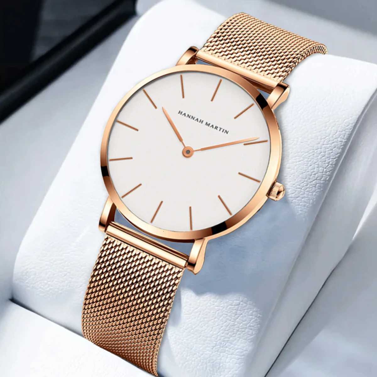2023 New Women Bracelet Watch 1 Set Japan Quartz Movement Simple Rose Gold Stainless Steel Mesh Student Watches Relogio FemininoL251023
