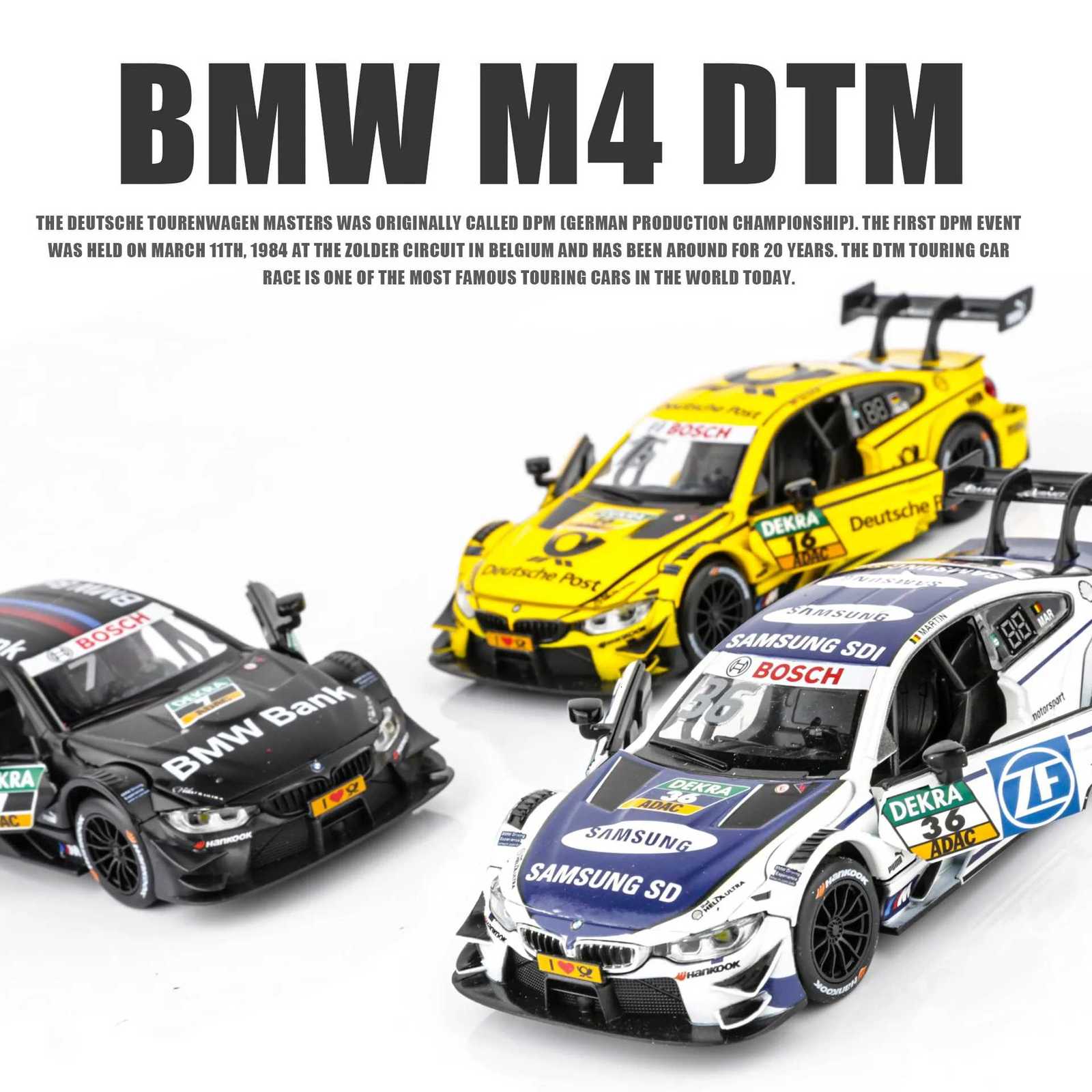 132 BMW M4 DTM Racing Car Model Toy Alloy Diecast with Sound Light Pull Back Model Car Collection Toys for Boys Holiday GiftsT251023
