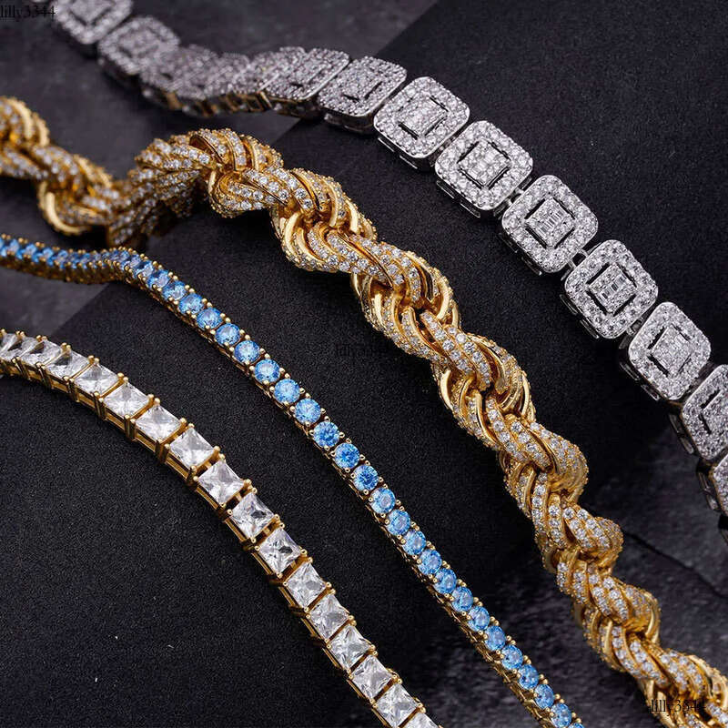 necklace moissanite chain Hip Hop Sier VVS D Color Moissanite Bracelet Bangle Anklet Necklace Choker Men Jewelry Iced Out Rope Chai