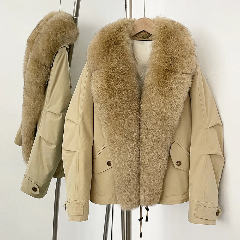 OFTBUY Natural Fox Fur Parka Jacket Fashion Short White Duck Down Coat Winter Clothes Women Real Puffer Female 251022