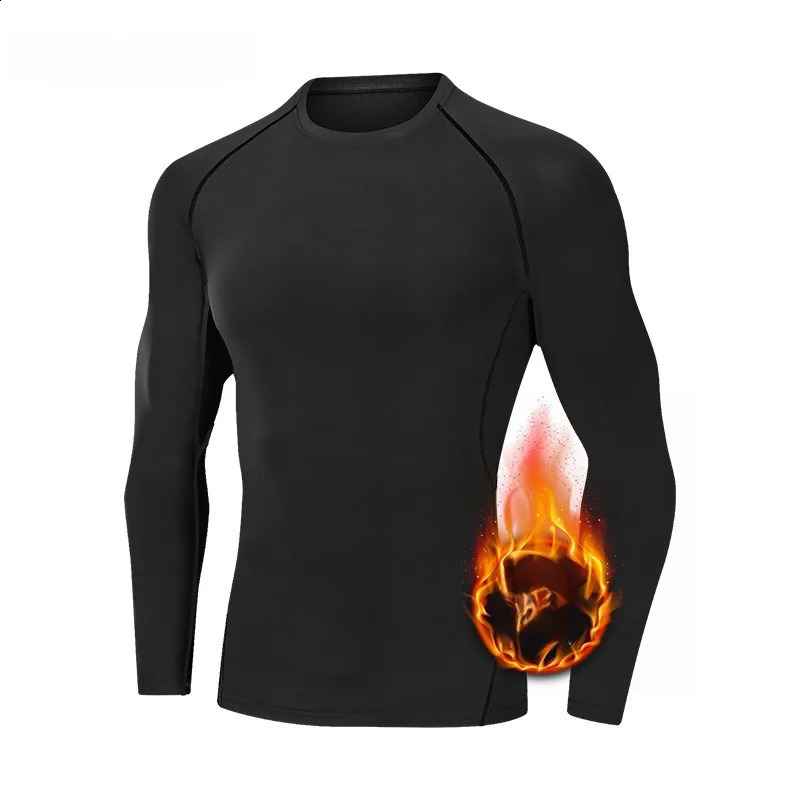 Mens warm tight fitting high elasticity body building clothing mens long sleeved running basketball training Tshirt 251023