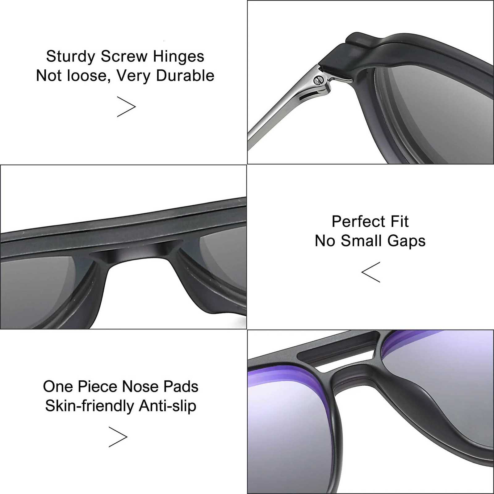 UNIEOWFA Square Aviation 3Pcs Polarized Magnetic Clip on Sunglasses Men UV Protection Anti Glare Night Driving Clip Sun GlassesW251023