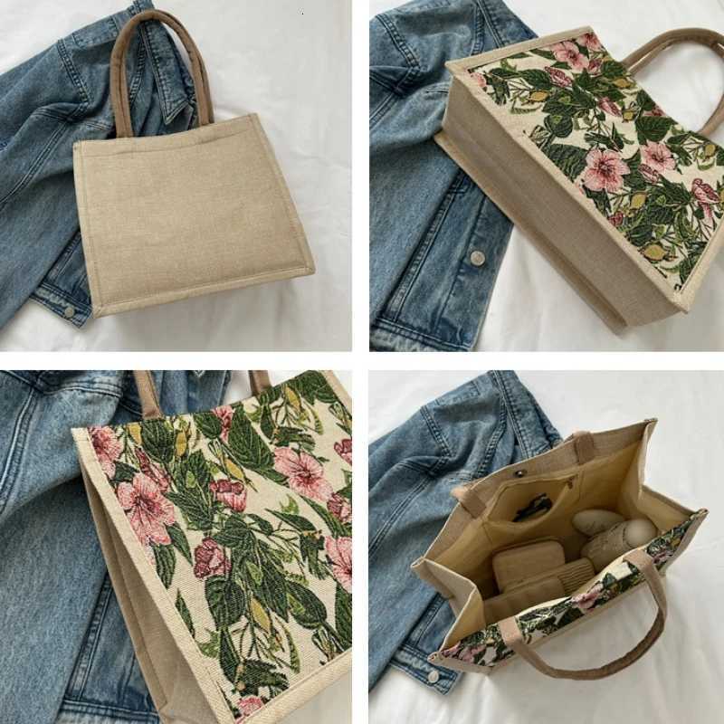 Linen Button Vintage Handbag Women Tote Large Capacity Grocery Bag Gift Bag Beach Organizer Portable Shopping Lunch Bag RetroL251023