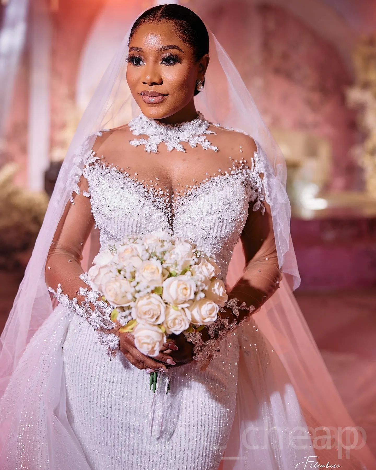 2026 Arabic Aso Ebi Plus Size White Florals Wedding Dresses With Overskirt Train Lace Beaded Sheer Neck Sequined Bridal Gowns O23