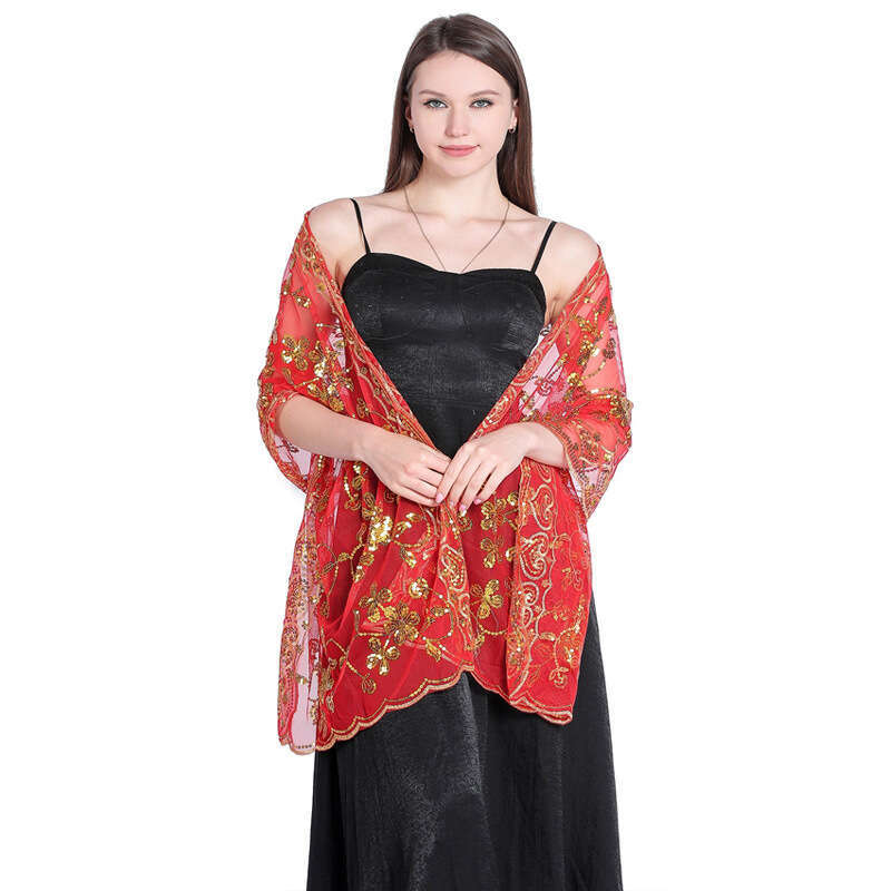 Hot-Selling New Sequin Wedding Evening Dress Cheongsam Bride Bridesmaid Shawl Scarf for Women