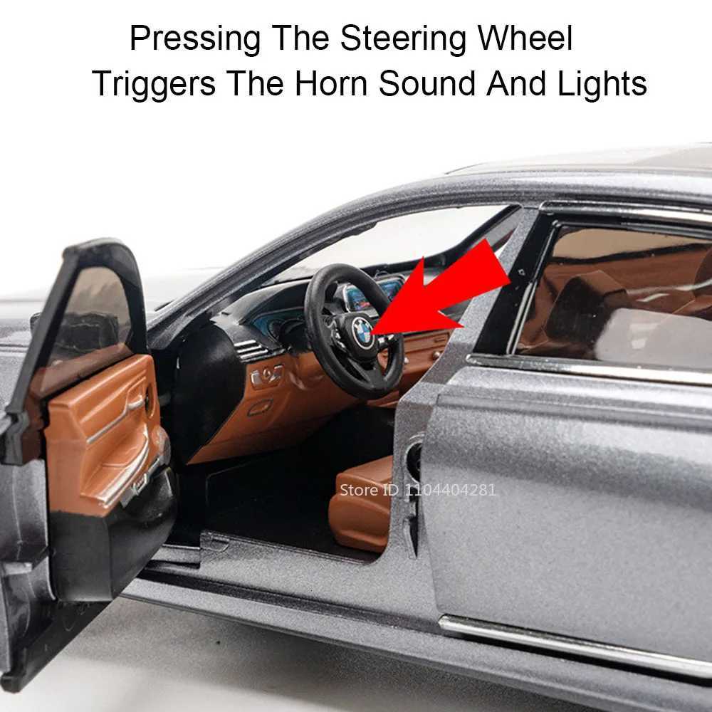 124 THE 7 760Li Model I5 M60 Alloy Diecast Car Toys 6 Doors Opened Sound Light Pull Back Miniature Vehices Boys Birthday GiftsT251023