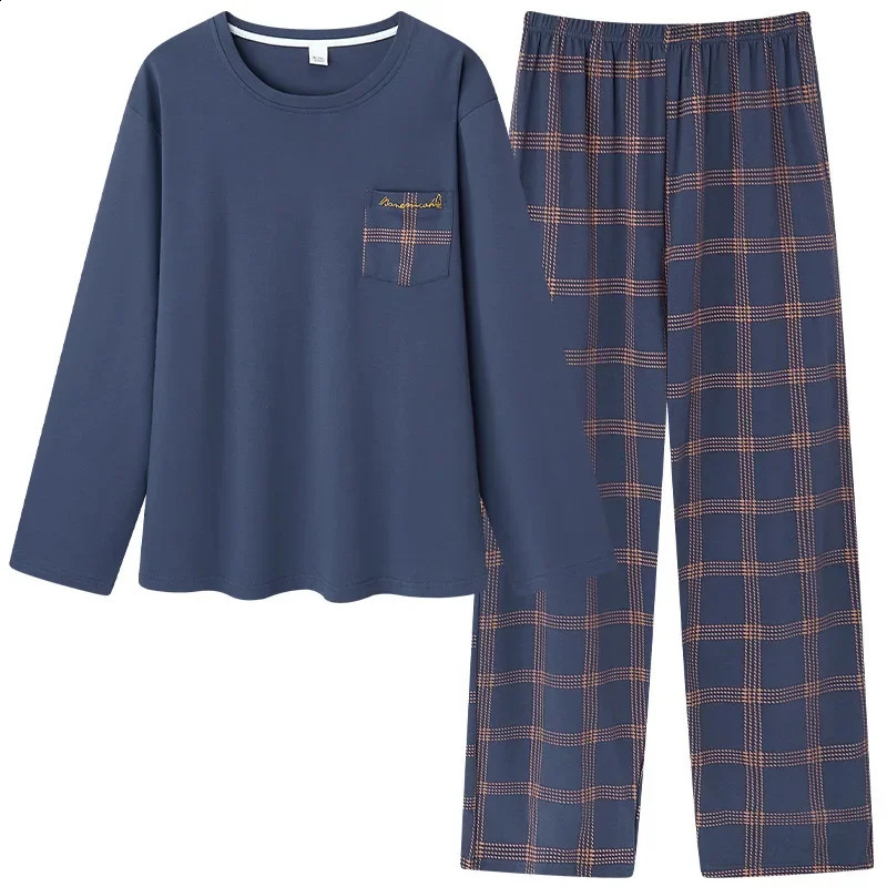 6XL 130kg Extra Large Size Pajamas Mens Spring Long Sleeve Loungewear Set Korean Teenagers Loose Homewear Twopiece Outfits 251021