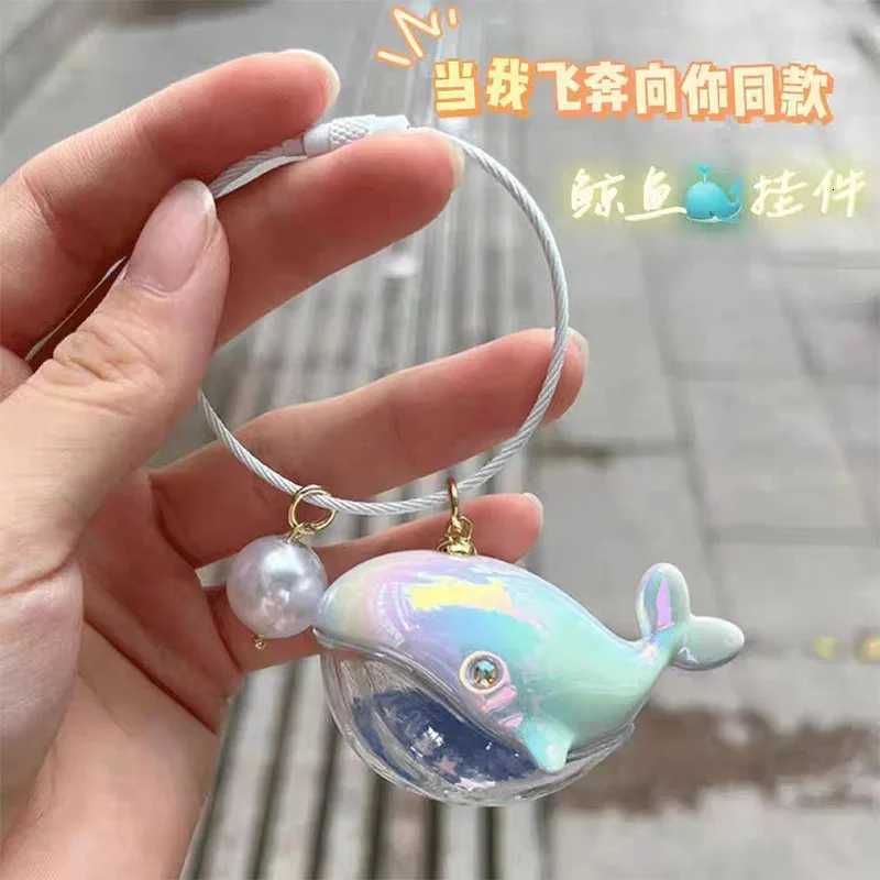 Laser Whale Keychain Lanyard Whale Bag Pendant Keyring Jewelry Bag Accessories Gift Backpack Pendant DIY Glitter Sequins Cute Z251023