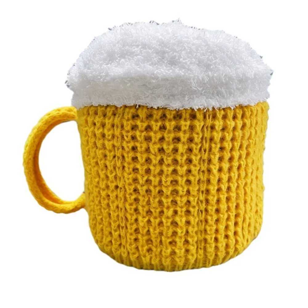 Creative 3D Beer Cup Hats Hairline Beanies Unisex Versatile Knitted Warm Ear Warmers Beer Lovers Pullover Cap Women MenXJ251023