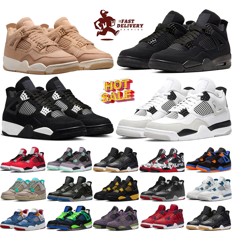 Designer 4 Basketball shoes Men Women Sneakers Worn Blue Panda Military Black Cat Purple Thunder Cool Grey Bred Sports Mens Trainers Sneaker 36-47