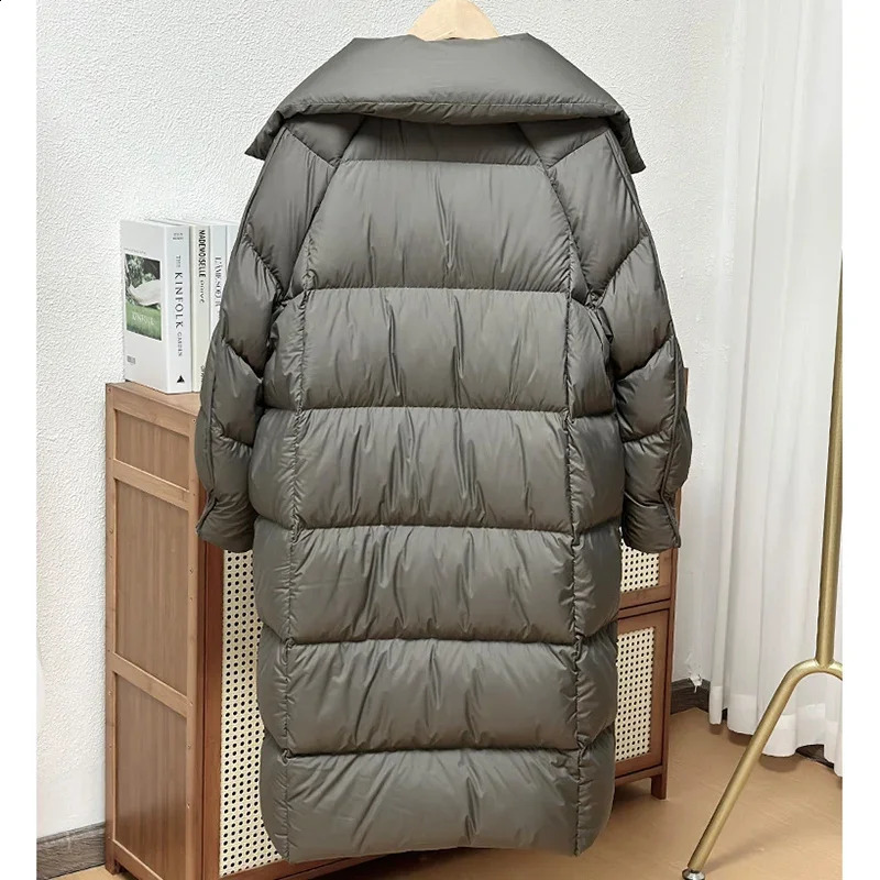 Schinteon Women White Duck Down Long Jacket Autumn Winter Warm Casual Over Size Loose Outwear Soft Comfortable Fashion Coat 251022