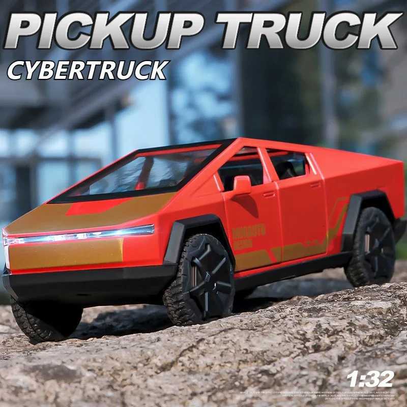 132 Cybertruck Pickup Alloy Car Model Diecasts Metal Toy Sound Light Vehicles Car Model Simulation Collection Kids GiftsT251023