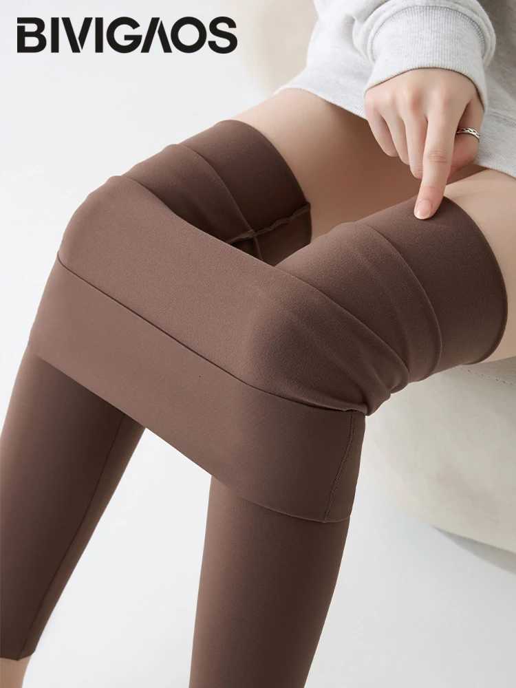 BIVIGAOS Autumn New Thin Brushed Fleece Shaping Sharkskin Leggings Women Seamless Tight Sexy Sports Yoga Fitness Leggings SpringT251023
