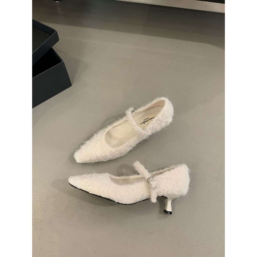 French Style Evening Breeze Elegant Fairy High Heels 2025 New Autumn Designer Shoe Winter Fashion Pointed Toe Shallow Mouth Stiletto Furry Single Shoe