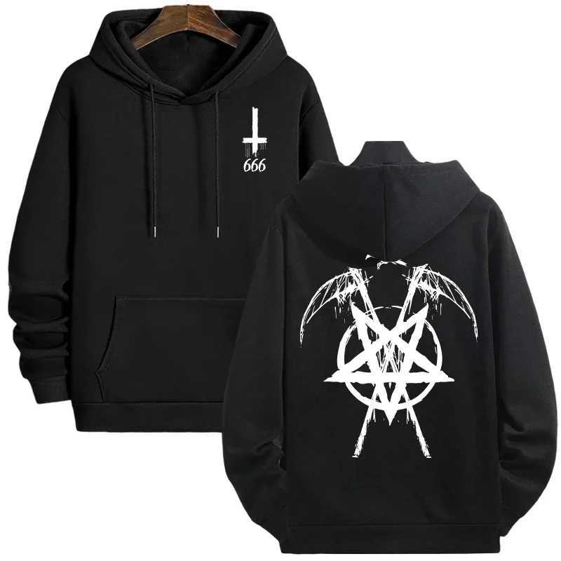 2025 Trendy Mens Hooded Sweatshirts Satan Pentagram Print Autumn Winter Casual Sportswear Urban Fashion Hoodies Male Top OutwearT251023