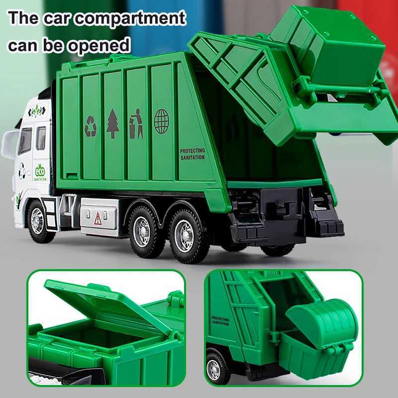 Alloy Engineering Vehicle Model Simulation Inertia Pullback Sanitation Vehicle Toy Classified Garbage Bin Childrens Toy GiftT251023