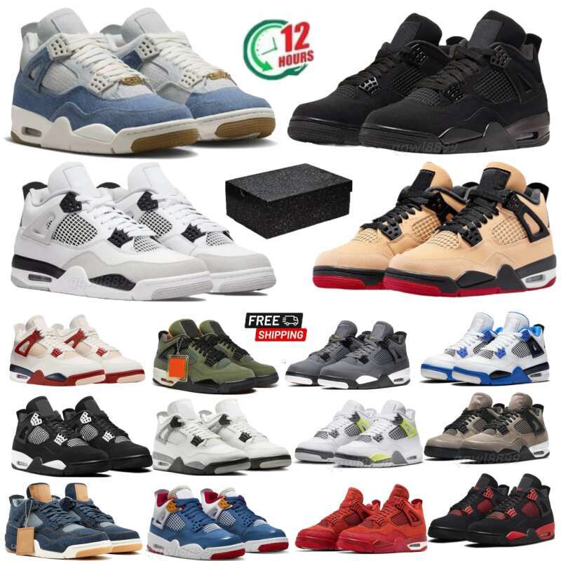 Designer Shoes 4 Basketball Shoes Men Women 4s Sneakers Military Black Cat Pine Green Seafoam White Oreo Red Thunder Unc Bred Medium Olive Sail Men Trainers Size36-50