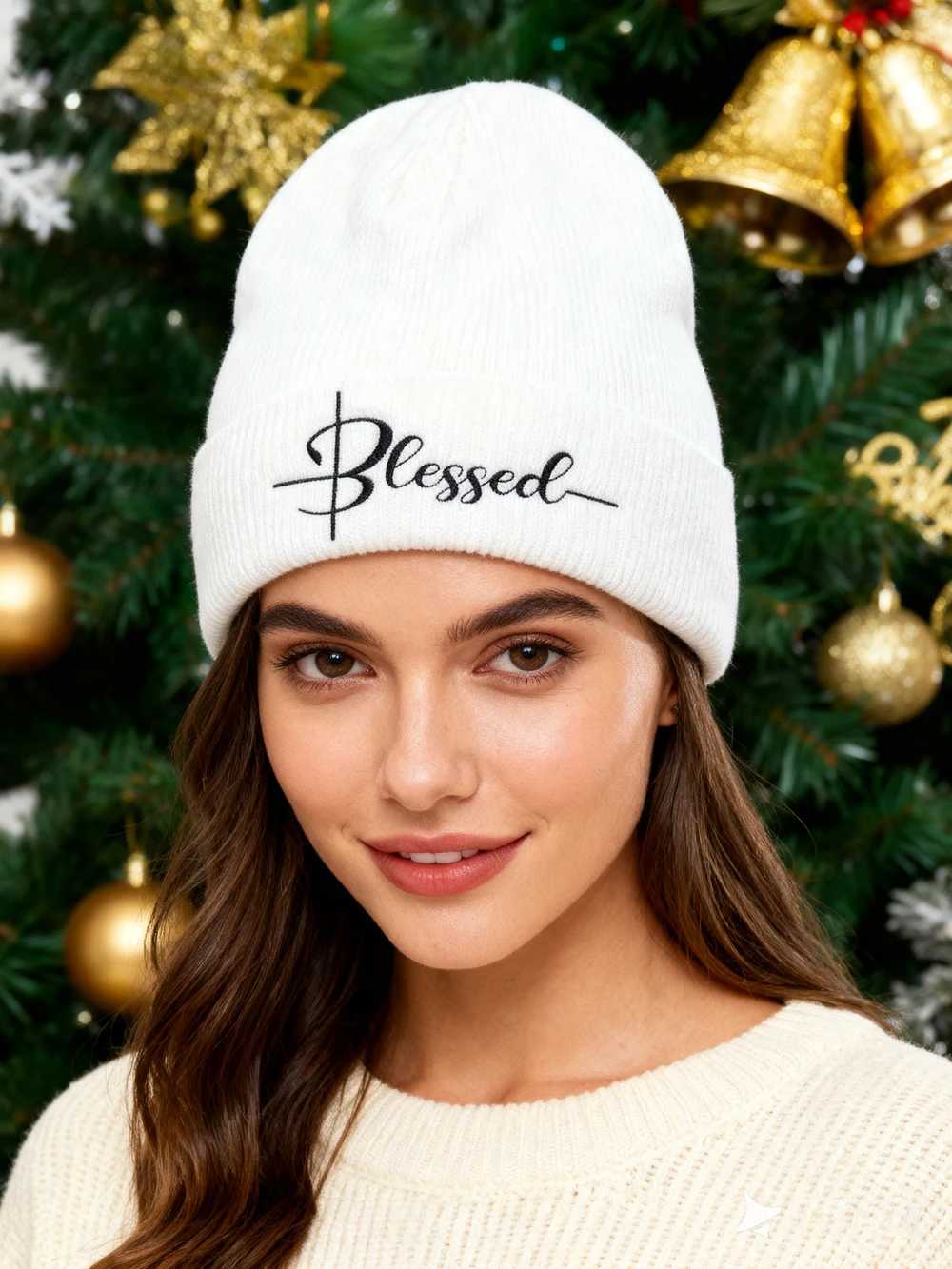 1pcBlessed Embroidered Beanie Soft Stretchy Lightweight Winter Hat for Men Women Outdoor Hip Hop FashionXJ251023