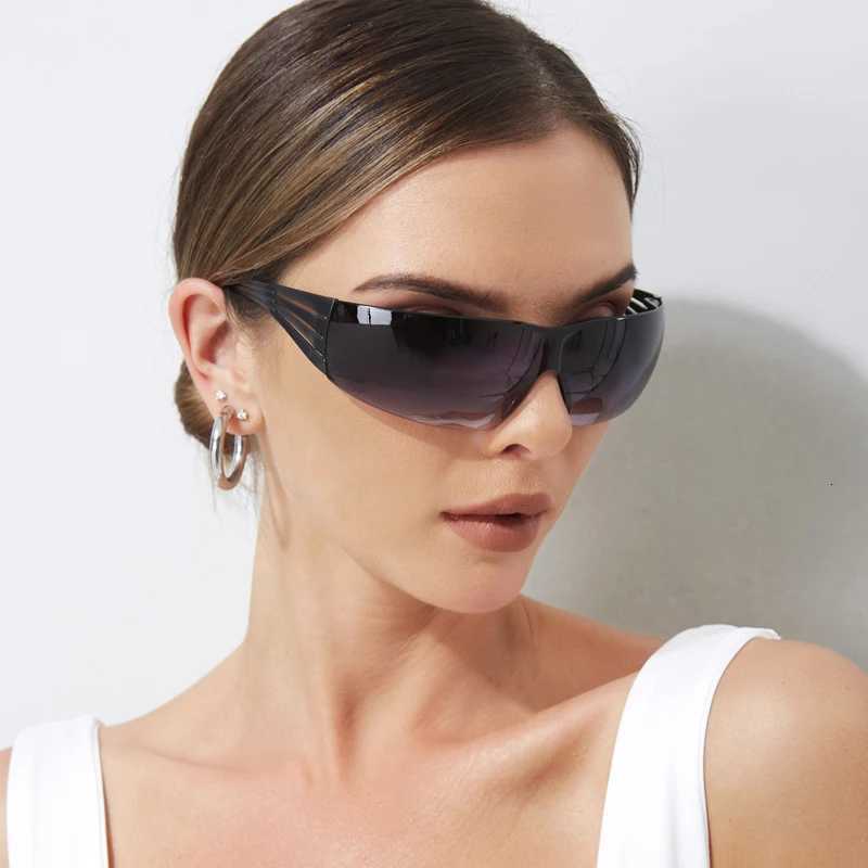 New Punk Sunglasses Goggle One Piece Rimless Sun Glasses Women Men 2000s Riding Sport Wrap Around Shades Eyewear UV400W251023