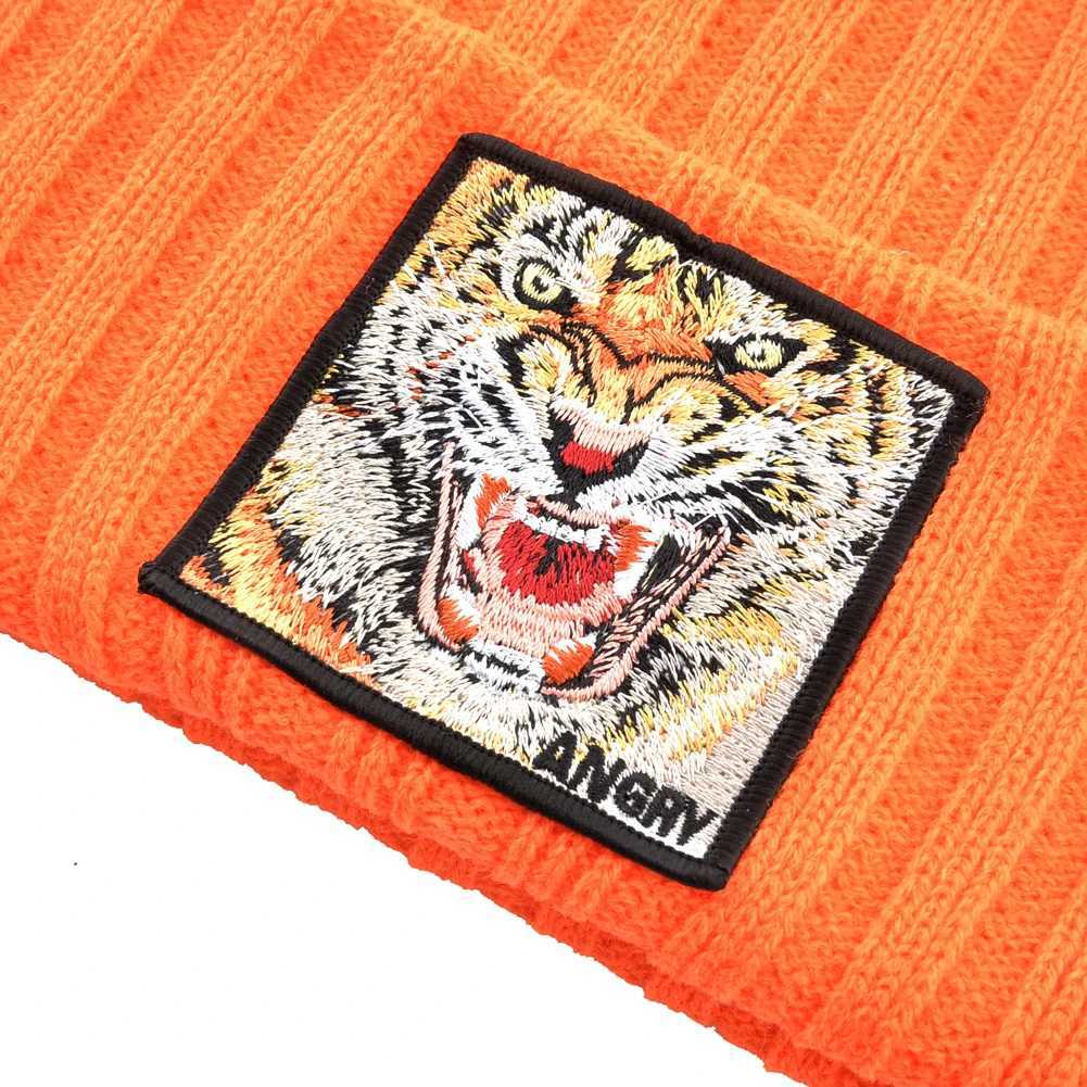 New Fashion Knitted Beanie Hats With broidery Tiger Patch Hip Hop Sklies Beanies Men Wen Winter Knit Solid Color Ski HatW251023