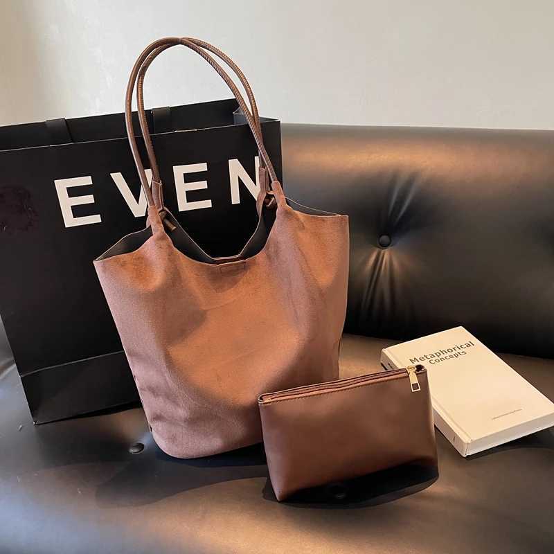 Women Suede Shoulder Bags Work Travel Tote Womens Handbags Large Capacity Bag Solid Color Simple Casual Commuter BagL251023