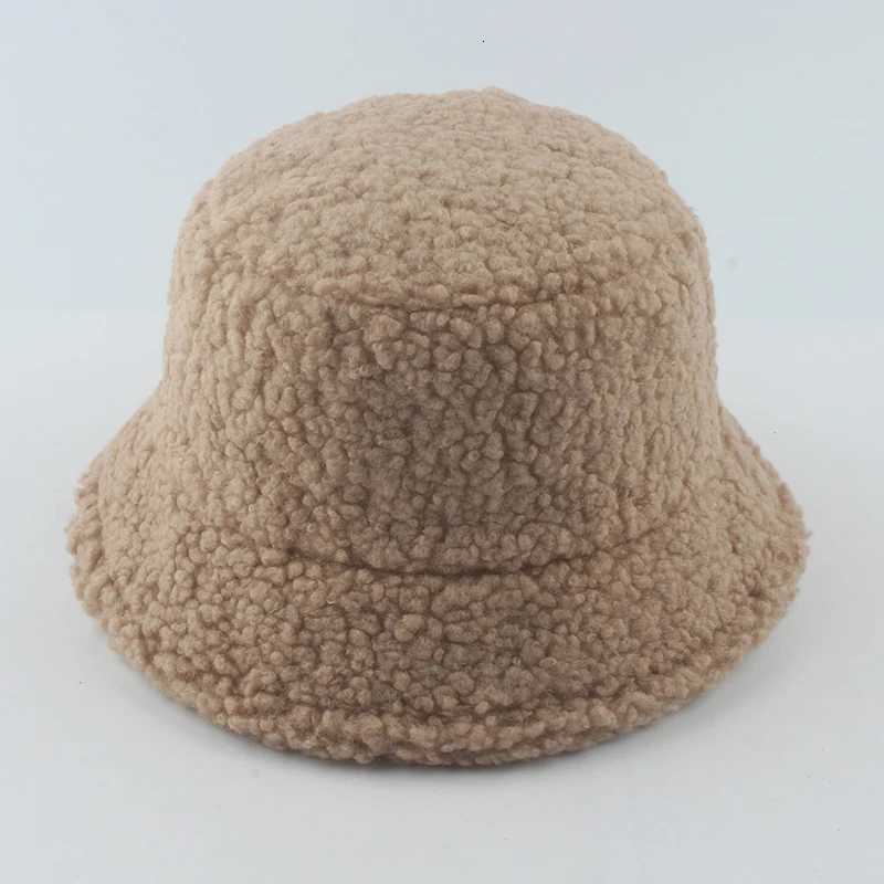 Lamb Wool Bucket Hat Winter Warm Hats For Wen Lady Thicken Flat Top Unisex Men Panama Outdoor Fisherman Hat sW251023
