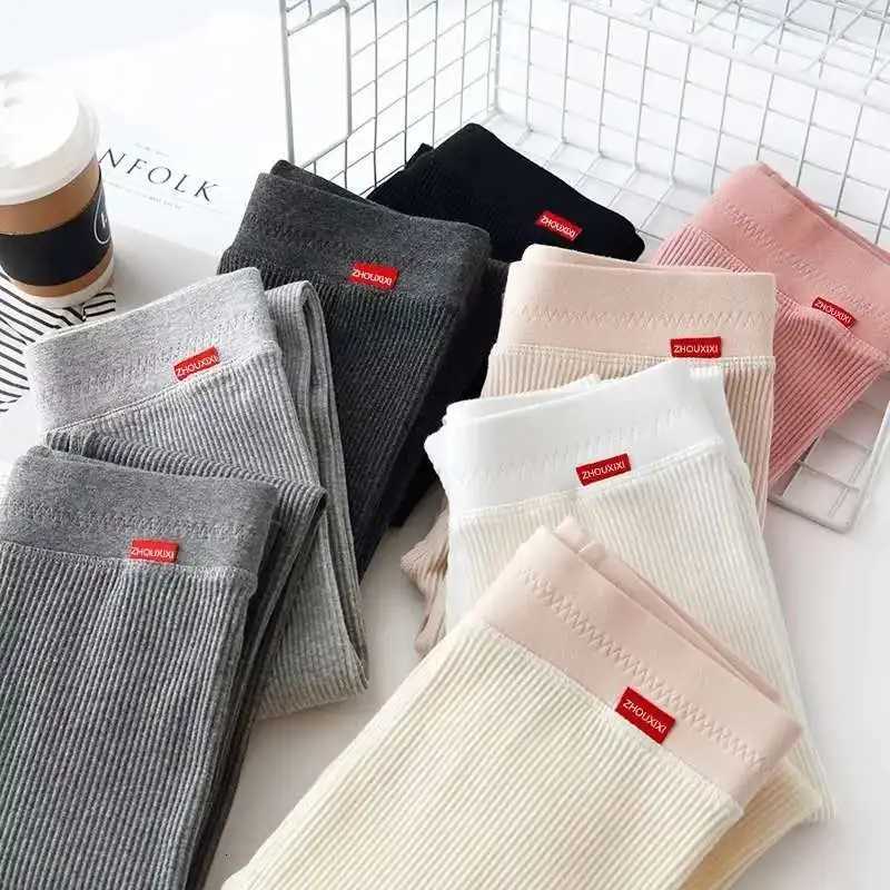 Ribbed Leggings For Women 2025 High Waist Autumn Winter Warm Legging Cotton Fashion Casual Threaded 2XL Black Pants Sexy LegginsT251023