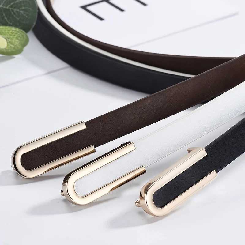 Womens Belt Fashion Ushaped Snap Button Thin Belt Versatile in All Seasons and Simple Youth Belt Paired with Jeans Women BeltXJ251023