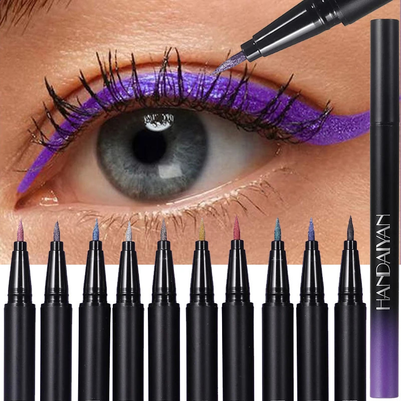Glitter Liquid Eyeliner Pencil Waterproof Purple Pink Blue Eye Liner Pen Long Lasting Quickily Drying Eyes Makeup Cosmetics 251014