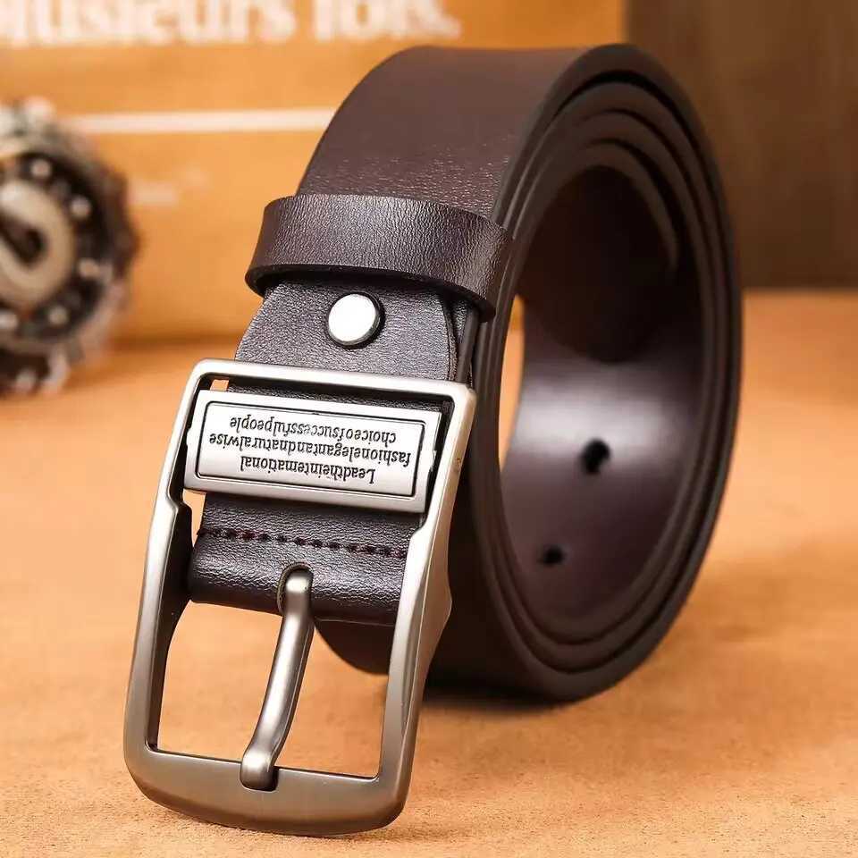 New Leather Cowhide Mens Belt Fashion Metal Alloy Pin Buckle Adult Luxury Brand Jeans Business Casual Waist Male Strap BrandXJ251023