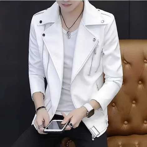 2025 mens new autumn clothing new locomotive oblique zipper slim PU leather jacket W251023