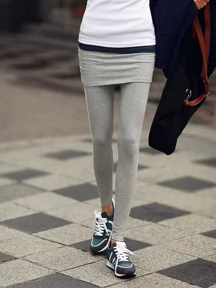 Fake 2 Pcs Leggings Women Skinny Plus Velvet Thicker Warm Casual Autumn Winter High Waist Simple Allmatch Korean Fashion MujerT251023