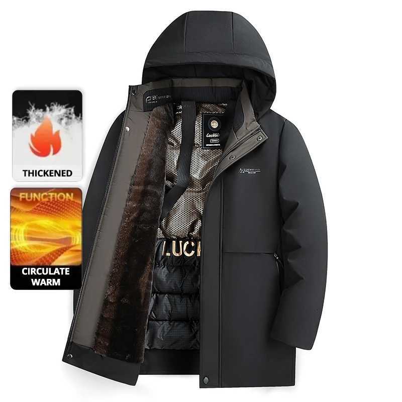 Top Grade Graphene Thermal Mens Parka Jacket Windbreaker Coats Winter Thickened Fleece Business Casual Coat W251023
