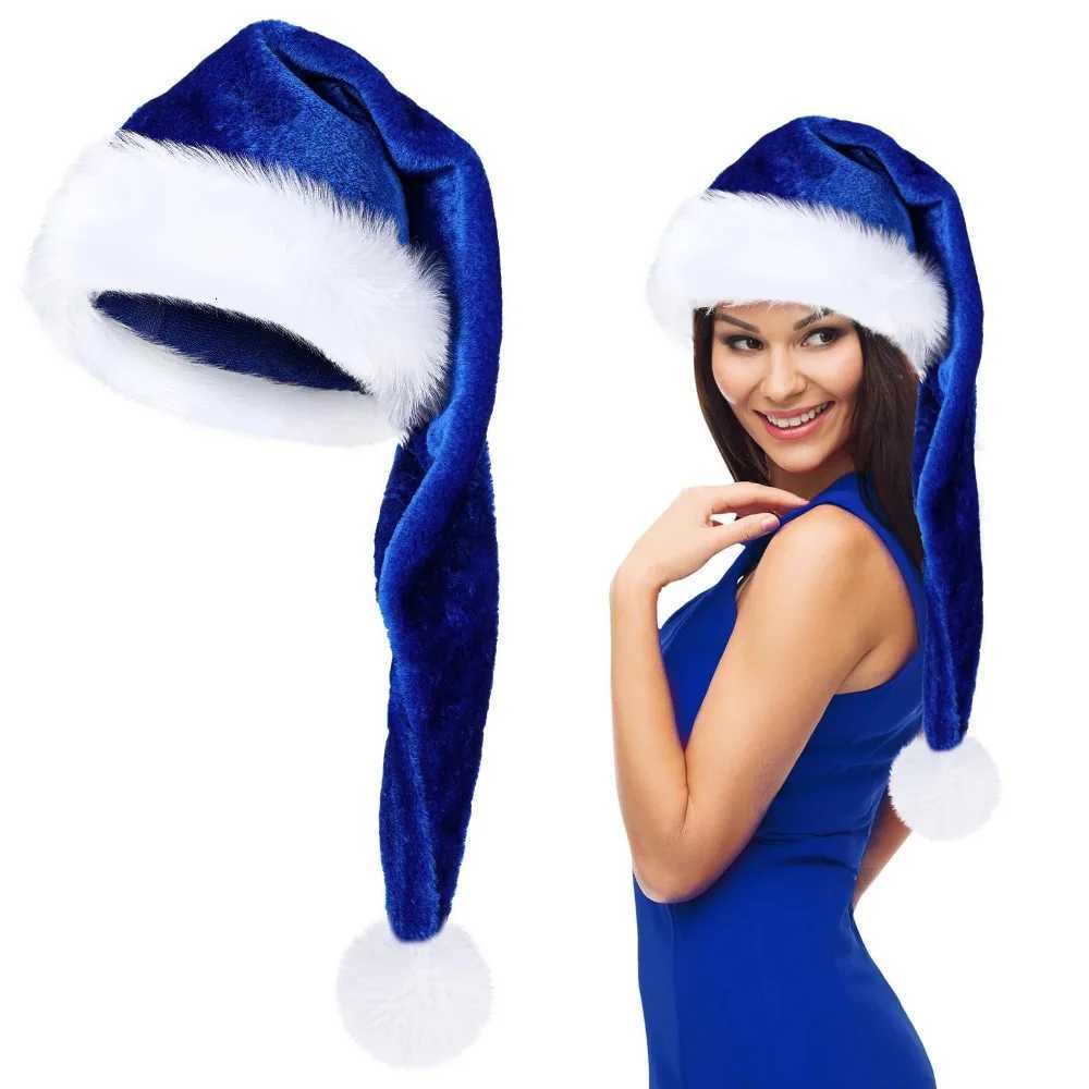 Super Long Christmas Hats Soft Cfortab Velvet Christmas Hat Kids Adt Thicke Santa Claus s Mens and wensW251023
