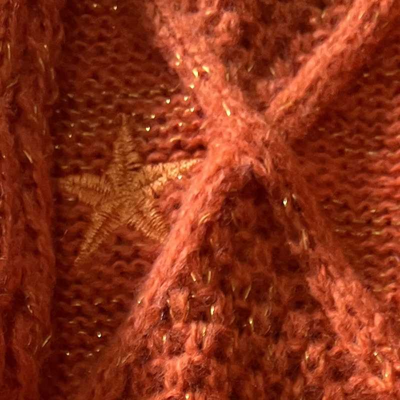 Glittery TS Cardigan Women Orange Chunky Knit Sweater with Star Embroidery Gold Thread Showgirl Cardigan Fansmake Tay Cardi H251023