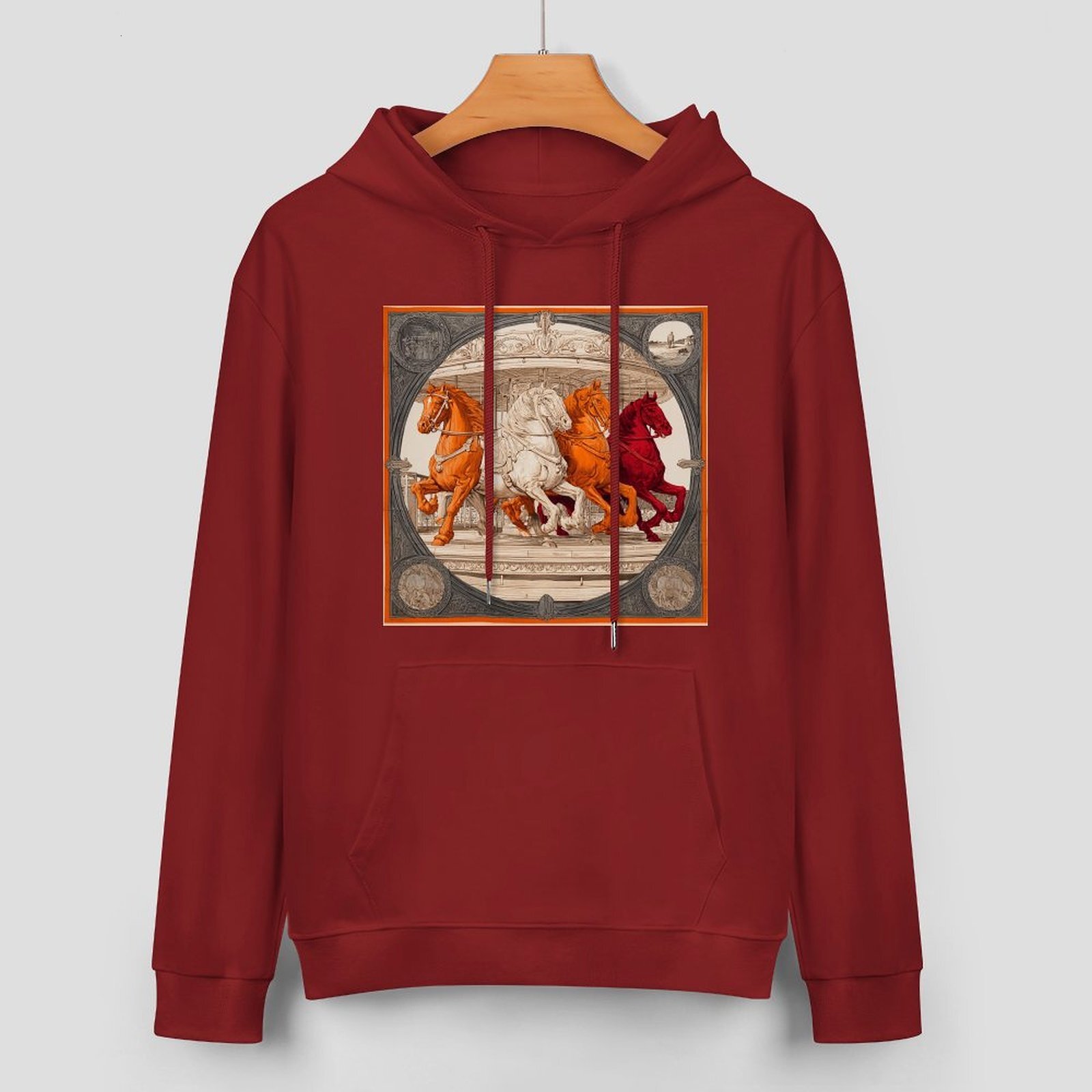 H Designer Fall Winter Hoodie Luxury Horse Print Design Unisex Long Sleeve Streetwear Hip Hop Oversized Fit Hoodie Men's Fashion Apparel H25