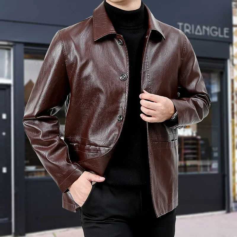 New Mens Leather Jacket Biker Style Casual Autumn Fashion Slim Fit Stand Collar Coat Korean Version Loose Chinese Brand W251023