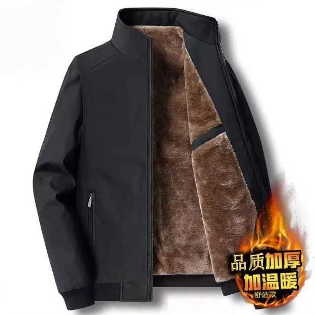 Autumnwinter Fleecelined Thickened Woolen Jacket for Middleaged Elderly Men Warm Excessively Large Business Casual Jacket Men W251023