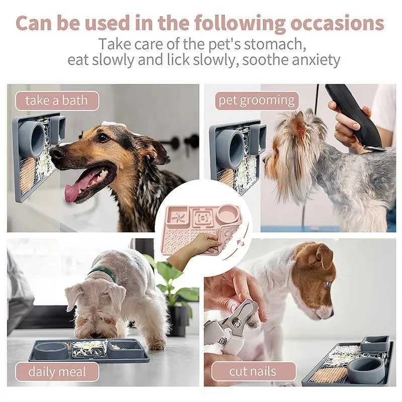 Dog Cat Tableware Antichoking Bowl Food Grade Organosilicon Multifunctional Slow Mat Licking Mat ith Suction Cup Pets Supplies Y251023