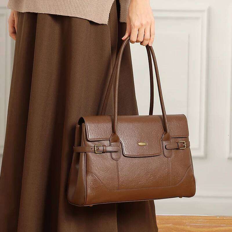 Burminsa Cowhide Genuine Leather Tote Handbags For Women 2025 Designer Large Work Satchel Shopping Underarm Shoulder Bags