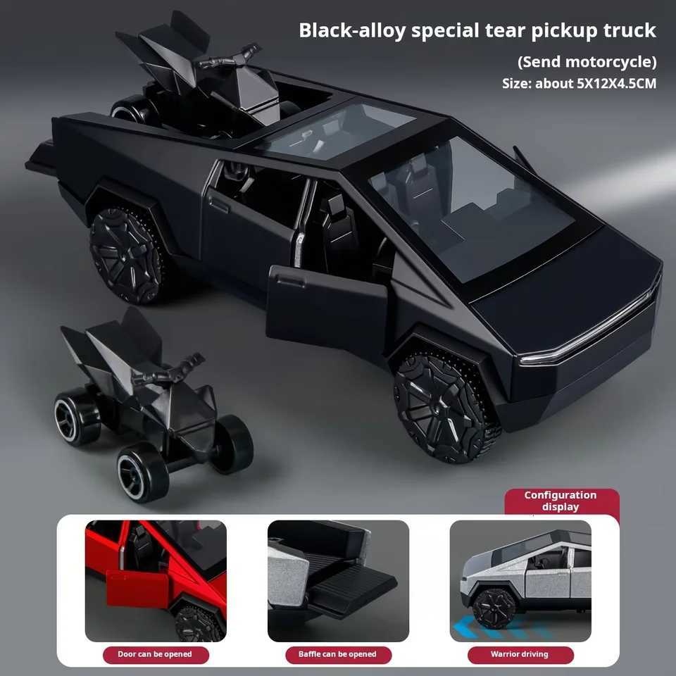 136 Cybertruck Toys Off Road Vehicle Die Cast Model Car Beach Motorcycle Hobby Collectible Birthday Gift For BoyT251023