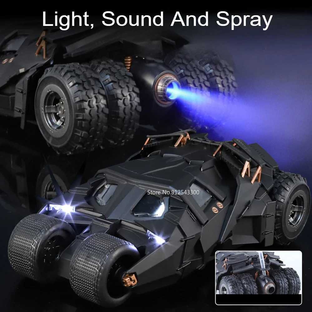 124 Scale Batmobile Model Classic Car Toy Metal Diecast Sound Light Spray Fighting Vehicle Models Decoration Display OrnamentT251023