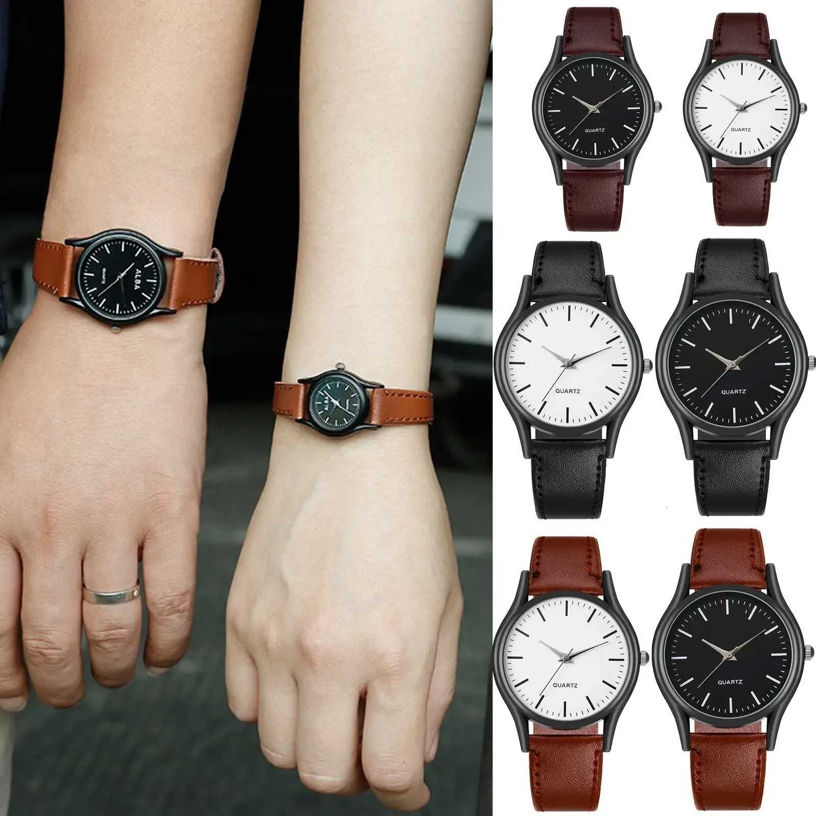 Business Hand Watch Couple Watches Luxury Men Women Business Fashion Leather Quartz WatchesL251023