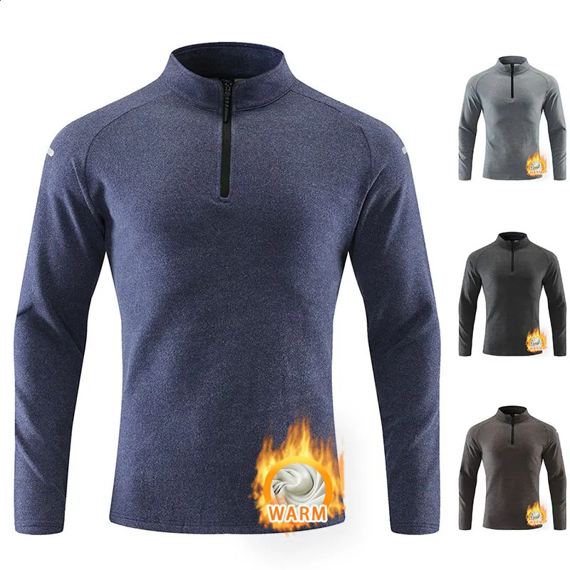 Men Running Long Sleeve Tshirt Outdoor Reflective Fitness Sports Top Autumn Winter Breathable Half Zippered Jogging Sportswear 251023