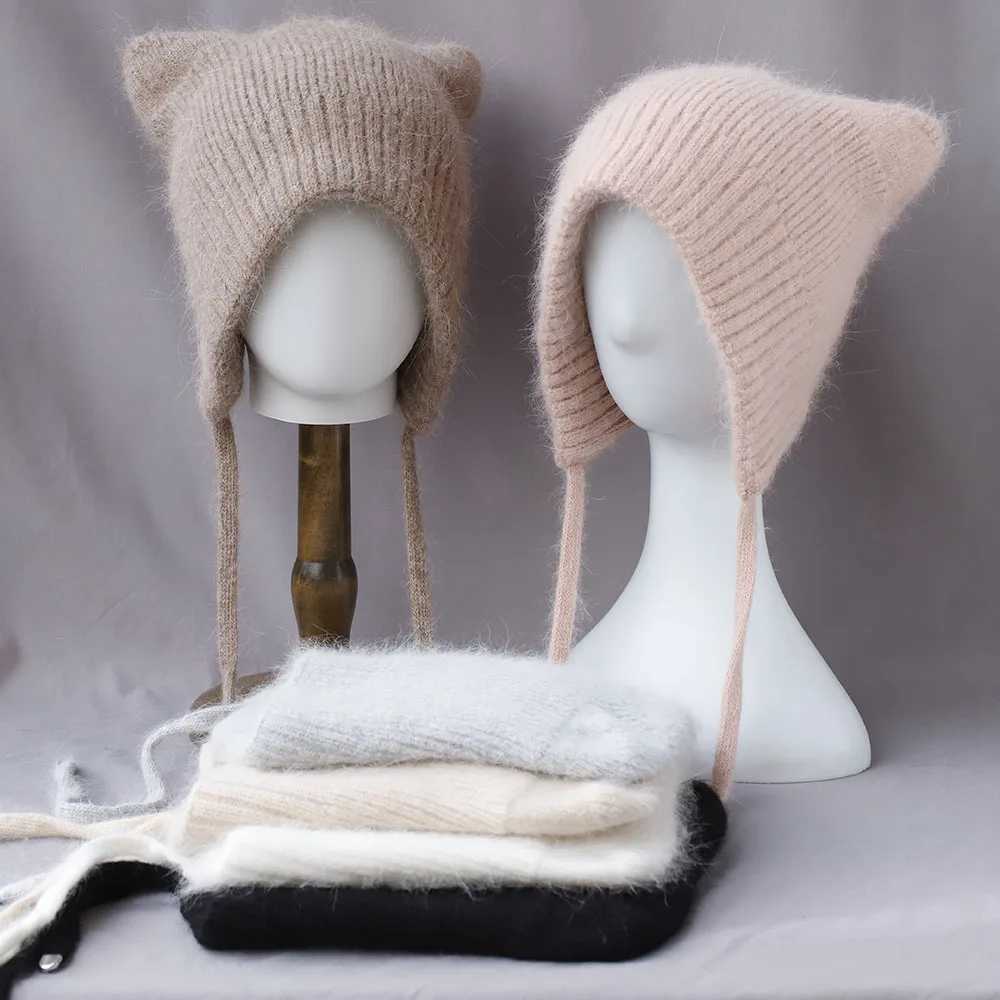 Cashmere Hatoutdoor Deep Hat with Ears Soviet Wtaps Hat for Womens Winter Beanies Rattan Fur Hat Fleece Knit Cap XJ251023